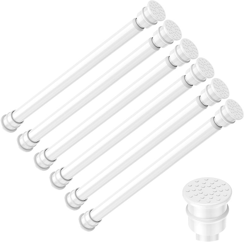 fvonzn Fvonzon 6 Pack Small Tension Rods 12-19 Inch, Thin Tension Curtain Rods for Windows, Spring Rod for Closet, Cabinet & Kitchen, Mini Curtain Rod Tension Fit, Tiny Skinny Compression Rods White - Image 1